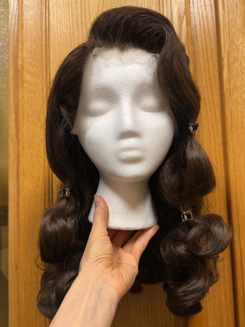 Classic Dark Brown Women's Synthetic Wig - Soft Wavy Old Hollywood Style